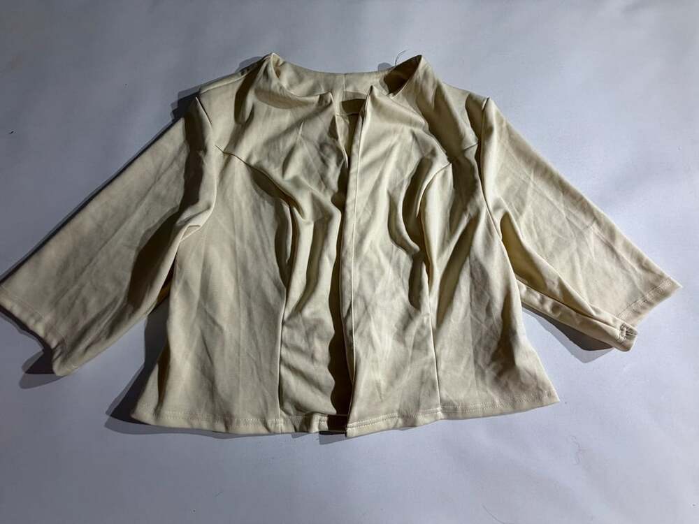 SHEIN Curve Beige Open Front Short Sleeve Jacket Cardigan Womens Plus 1XL